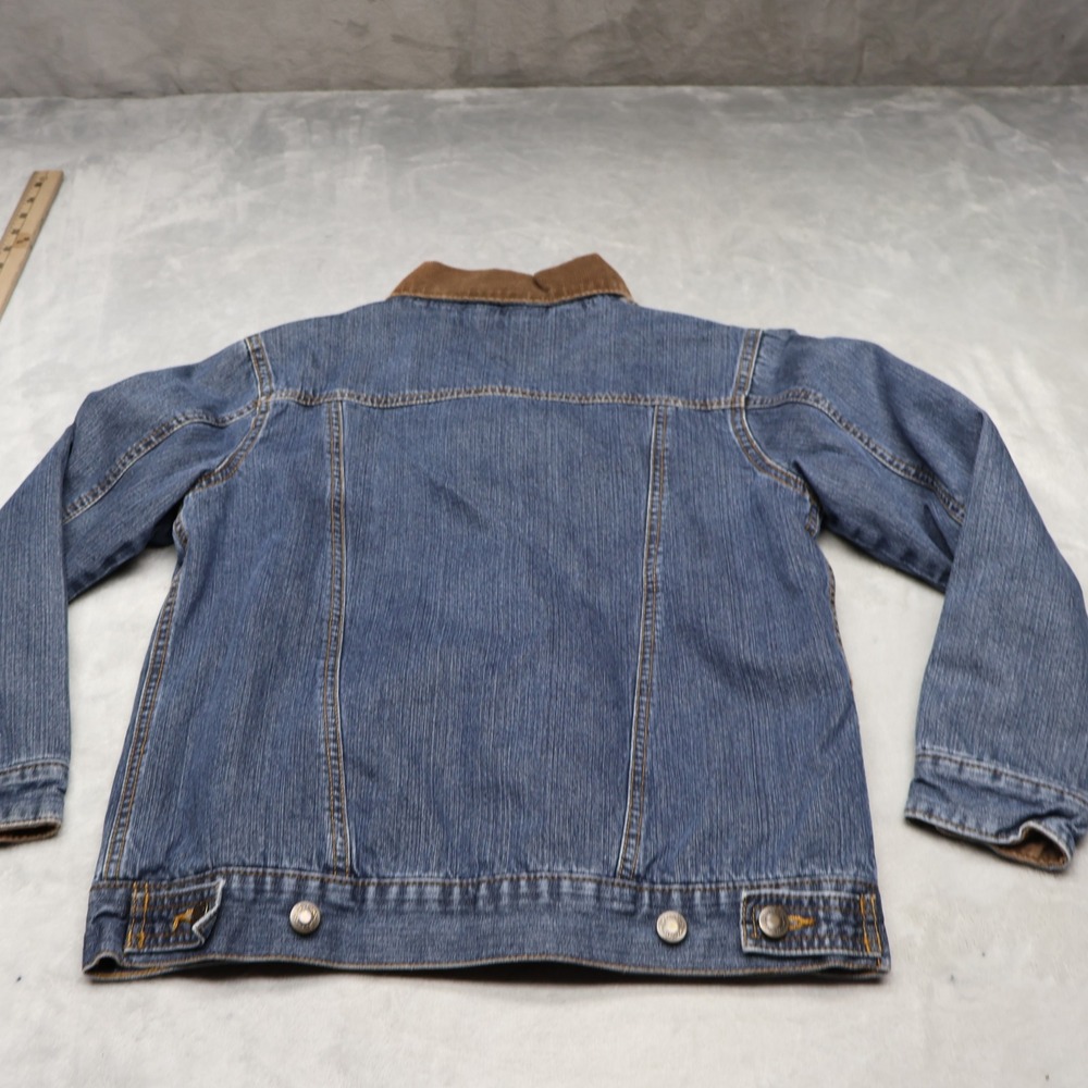 Wrangler Jacket Women Large Blue Denim Flannel Lined Rugged Classic Jean Trucker - Picture 6 of 11